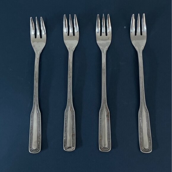 Stainless By Salem 1776 Pattern Cocktail Seafood Forks Set of 4 Flatware Beaded - Picture 2 of 6